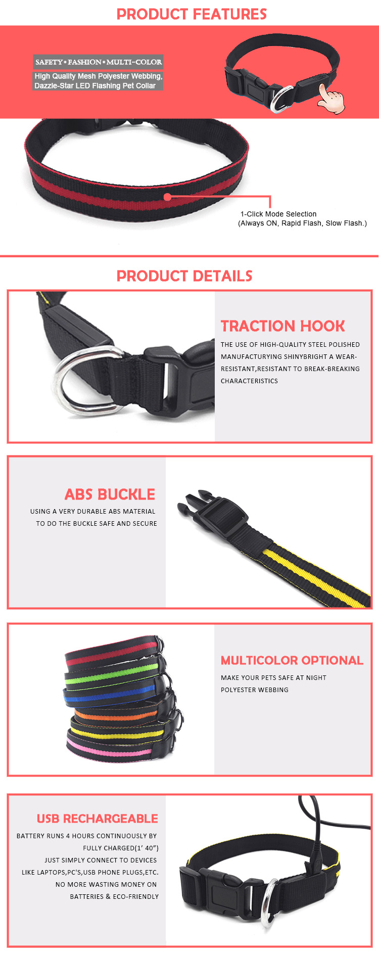 MIC8可调整宠物狗猫防水LED光